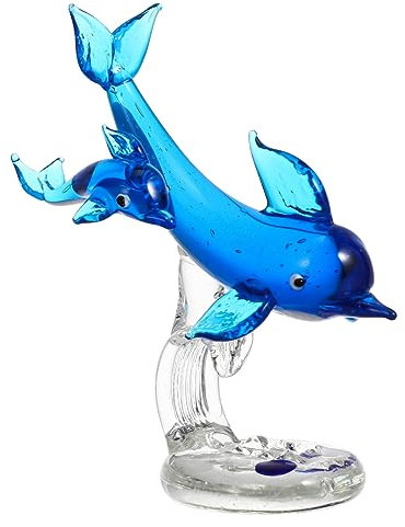 Warmhm Glaskunst 2 Stück Glas-Delfin-Weihnachtsbaumschmuck Büro Dekoration Mini-Figur Mama-Geschenke Glas-Tiere Figur Heimdekoration Delfin-Statue Delfin-Verzierung Tierfigur Fräulein