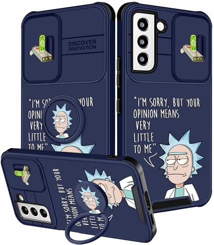 Qerrassa Schutzhülle für Samsung Galaxy S21, niedliches Cartoon-S21-Motiv für Damen, mädchenhafte Schutzhülle mit Kamera-Abdeckung und Ringständer, lustig, stoßfest, für Samsung S21, Peaceful Riuke