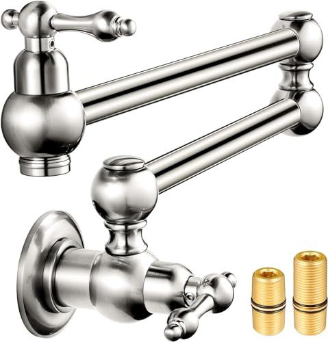 Durtschi Pot Filler Tap, Wall Mount Kitchen Sink Pot Filler Tap, Commercial Brushed Brass Nickel Pot Filler Faucet, US-PFFWM-222S-01