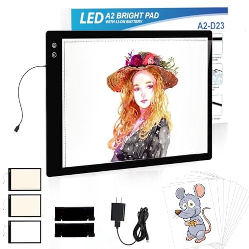 YINGWOND Leuchttisch A2 Wiederaufladbar, kabelloser batteriebetriebener Leuchtkasten diamond painting Zubehör 3 Farben/6 Stufen Licht pad für Diamond Painting/Zeichnung/Röntgenbetrachtung/Skizzieren