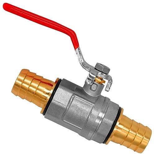 1 Zoll Kugelhahn IG Anschluss Innengewinde mit 2 Schlauchtüllen mit AußenØ 27mm für 1 Schlauch mit InnenØ 25mm - Absperr-Wasser-Hahn Messing Metall Wasserschlauch Garten