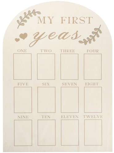 MUCKLILY Fotoanzeige Für Das Erste Jahr Holztafel Babys Erstes Jahr Fotorahmen Meilensteintafel 12 Monate Baby-Bilderrahmen 1. Geburtstag Kinderzimmer-Dekoration Für Jungen Mädchen