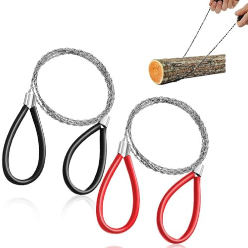 2 Pezzi Sega a Catena Sega a Catena a Mano Sega a Filo in Acciaio Inox Sega a Mano a Catena Portatile per Legno per il Viaggio di Emergenza All'aperto Campeggio Strumento di Sopravvivenza