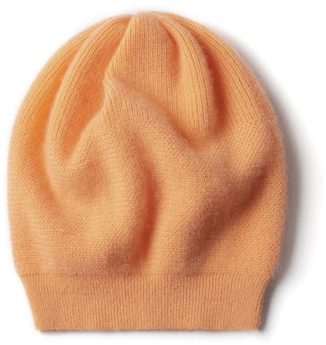 WaySoft Beanie aus 100% Kaschmir für Damen in Einer Geschenkbox, übergroße Damenmütze, Peach Fuzz, Einheitsgröße