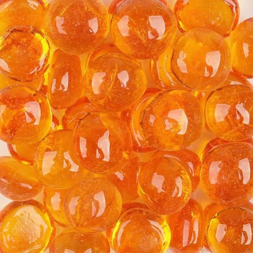 200g Galets de Verre,Cailloux de Verre,Pierres et Galets en Verre,Carreaux de mosaïque en verre pour Le Remplissage de Vase Artisanal d’Art décoratif à la Maison, Orange