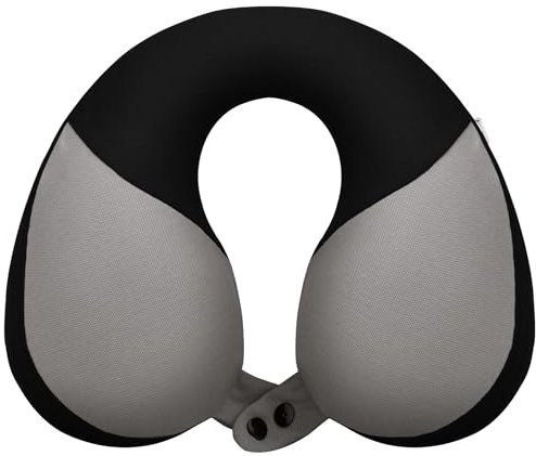 INFANZIA Kids Neck Pillow for Travel, Soft Memory Foam Kids Travel Pillow for Neck Chin Support, Portable U Shaped Neck Pillow for Home, Camping, Sleeping, Gifts for Toddler & Children(Black&Grey)