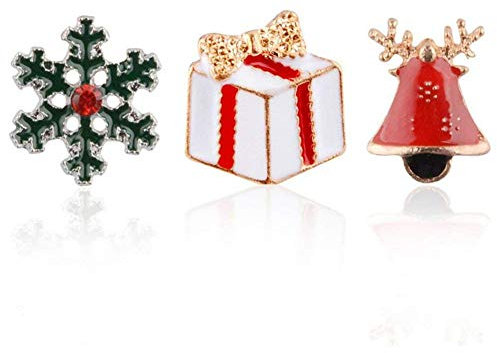 iFutniew 3pcs Christmas Tree Snowflake Bell Enamel Brooch Pin Badges for Clothes Bags Backpacks Lapel Pin Set