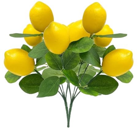 2 Pezzi di Ramo di Limone Artificiale, Albero da Frutto di Limone in Schiuma Artificiale, Ramo di Limone Finto per la Decorazione Domestica, Rami di Limoni Gialli per Centrotavola da Tavolo da(L)