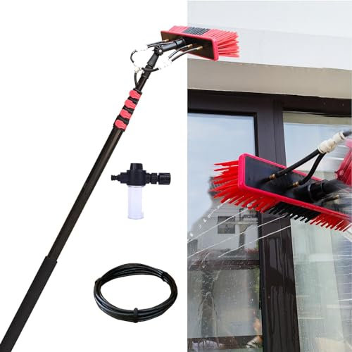 Telescopic Window Cleaner, Window Cleaning Pole, Water Fed Telescopic Brush, Window Cleaner Kit, Extendable Solar Panel Washing With Soap Dispenser,6M