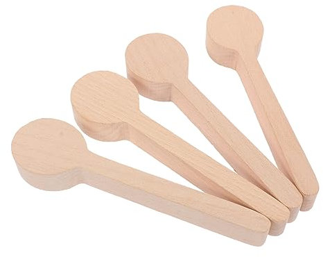 SEWACC 4pcs Unfinished Wooden Spoon DIY Making Spoon Supplies Wooden Molds for Craft Engraved Projects Whittling Kit