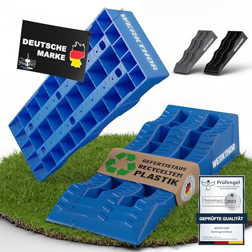 WERKTHOR Auffahrkeile für Wohnmobil - [2er Set] Hochbelastbare Auffahrkeile für maximalen Halt [<3t] - Auffahrkeile für Wohnwagen Wohnmobil & Anhänger - Keile für jeden Untergrund