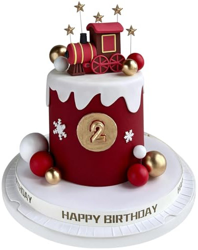 Zug Kuchen Dekoration, 18 PCS Zug Kuchen Topper, Tortendeko Kugeln, Zug Cake Decoration, Zug Cake Topper, Zug Thema Geburtstag Dekorationen, Geburtstags Dekorationen für Kinder (Rot)