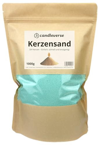 Candleverse Kerzensand 1kg [Mint] | inkl. 30 Dochte | Natürliches Kerzenwachsgranulat | Kreative DIY-Kerzen für Zuhause und als Deko