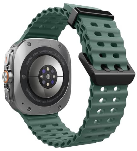 TiMOVO Correa deportiva de silicona Ocean para Samsung Galaxy Watch Ultra 47 mm(2025/2024), Transpirable, Suave y Resistente al Agua para Hombres y Mujeres, Verde oscuro