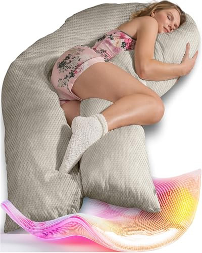 Traumreiter Seitenschläferkissen Jumbo XXL mit Bezug Leinen farbig Deluxe, Schwangerschaftskissen zum schlafen, XXL Stillkissen Komfortkissen Erwachsene U Form Seitenschläfer Kissen Body Pillow