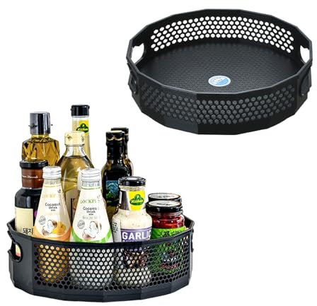 UUE Drehbarer Organizer, Küchen Organizer 2er Set, 360° Küchengewürzen, Arbeitsplatte Eckregal Küche Gewürzregal, Stehend Regal Ohne Bohren Lazy Susan für Gewürzgläser, Kosmetik, Reinigungsmittel