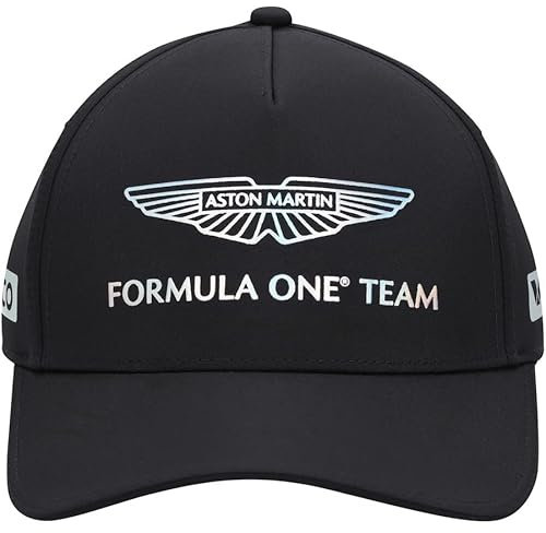 Aston Martin Cap Las Vegas Special Edition 2024 Schwarz mit silbernen reflektierenden Logos Erwachsene Einheitsgröße verstellbar Offizielles Merchandise, Schwarz , Einheitsgröße