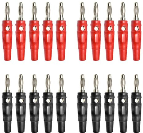 OMJMYY 20 Stück Bananenstecker 4mm Bananenstecker Lautsprecher Vernickelt Schraubbar Banana Plug 20A Banana-Steckverbinder High End für Lautsprecherkabel AV Receiver HiFi Receiver