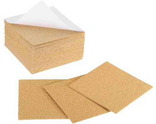 QUARKZMAN 28 Stück Holzuntersetzer 100x100x2mm, Selbstklebende Korkuntersetzer Eckig Getränke Untersetzer für Weingläser Teetassen Becher Kaffeetassen Basteln im Küche Zuhause Büro Café Bar
