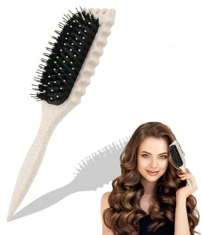 Bounce Curling Hair Brush, Hillylolly Bounce Curly Define Curling Brush, 2025 NEU Bounce Lockenbürste, Haarbürste zum Entwirren für Frauen, für Formen & Definieren von Locken Grün oder Beige (Beige)