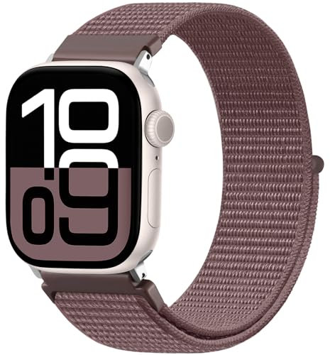 Faliogo Nylon Armband Kompatibel mit Apple Watch Armband 44mm 45mm 46mm 42mm(Series 3/2/1) 49mm, Verstellbare Solo Loop Sportarmband für iWatch Series 11 10 9 8 7 6 5 4 3 2 1 SE Ultra, Rauch Violett