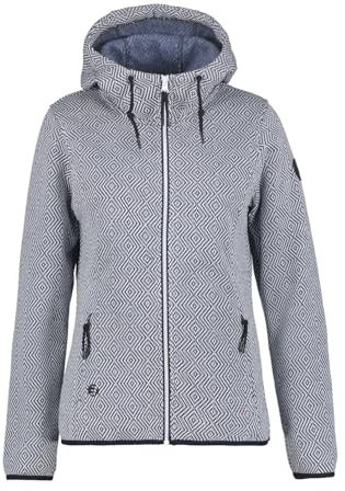 ICEPEAK Adrian Strickfleecejacke Damen mit Kapuze, Farbe:Blau, Größe:L