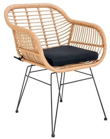 Luxusbetten24 2er Set - Gartenstuhl Firenze Natur aus Stahl/Polyrattan