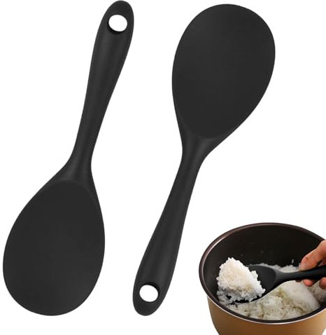 Rice Spoon Silicone, 2-Pack Silicone Rice Spoon Set, Heat-Resistant Non-Stick Cooking Utensils with Ergonomic Handle for Rice Salads, Mashed Potato – Dishwasher Safe & Food-Grade Kitchen Tools