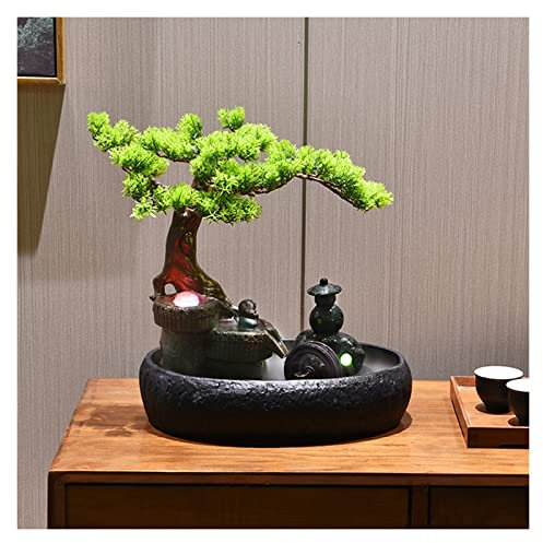 KXQYIKYI Indoor -Tischplatte Wasserfall Brunnen Keramik Tischplatte Künstliche Bonsai Design Wasser mit Brunnen Entspannung Wasserfall Tisch Ornamente für Wohnzimmer Bürodekoration Meditation Fou