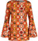 Madcap England Women's Retro 60s 70s Flared Bell Sleeve Printed Top Shirt Blouse Stargaze MC1016 (UK, Numeric, 16, Regular, Regular, Psych-Out Emperador)