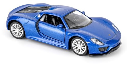 BGHSCA Porsche 918 Modellauto im Maßstab 1:36, Spielzeugauto aus Zinklegierung mit Rückzugmechanismus für Kinder und Erwachsene, blau