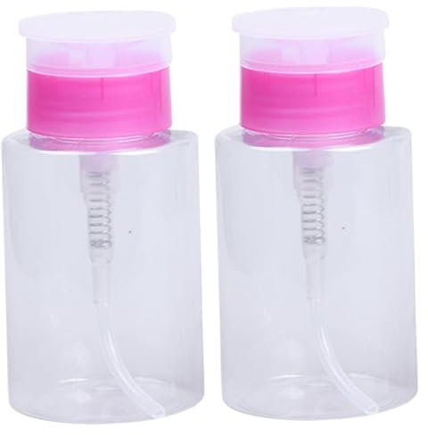 Acetone Dispenser, 2Pcs Nail Polish Remover Bottle, 150ml Portable Push Down Pump Alcohol Dispenser, Empty Makeup Acetone Containers