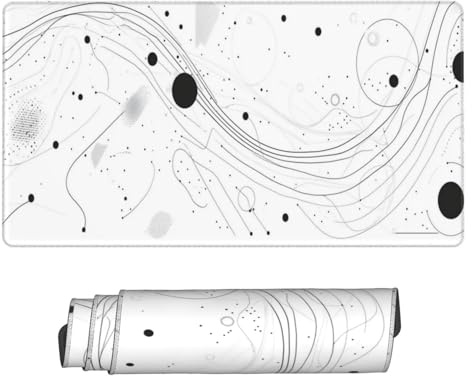 Tapis de Souris Gamer XXL 900x400mm, Grand Ordinateur Mouse Pad Gaming avec Bords Cousus et Base en Caoutchouc antidérapante Lignes Blanches Mousepad, pour Gamer, PC, Personnel de Bureau C9510