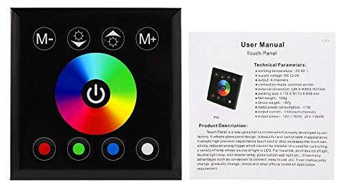 Hapivida Panneau tactile LED RGBW mural, variateur d'intensité lumineuse à commande capacitive, matériau ABS pour bande lumineuse LED (Noir)
