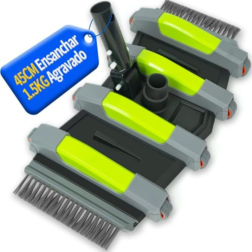 Spazzola Aspirafango Piscina 45 cm con Ruote, Spazzola Aspiratore Piscina con Attacco Aspirazione, Spazzola Fondo Piscina Flessibile con Spazzole Laterali, Compatibile con Tubi 3.2 cm e 3.8 cm