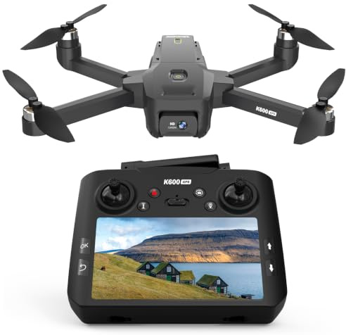 K600GPS Brushless Drone with EIS Camera and 4.5'' Screen for Adult Beginner | FPV GPS Drone with Auto Return Follow Me Mode, Drone with GPS for Adult Kids Beginners Holiday Gifts, Under 249g 32GB SD Card
