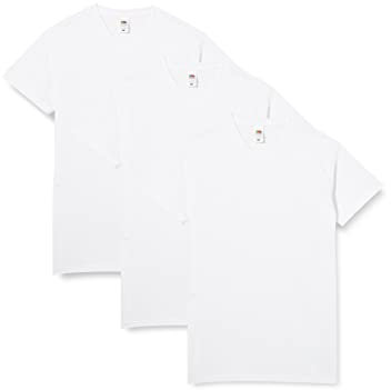 Fruit of the Loom - Camiseta de manga corta con cuello V, para hombre, pack de 3, color blanco, talla xl