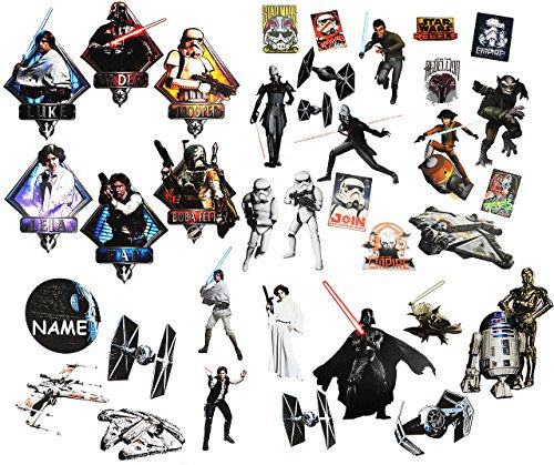 alles-meine.de GmbH 36 TLG. Set XL Fensterbilder - Star War/Figuren - incl. Name - Sticker Fenstersticker Aufkleber - selbstklebend + wiederverwendbar - Fensterbild/z.B..