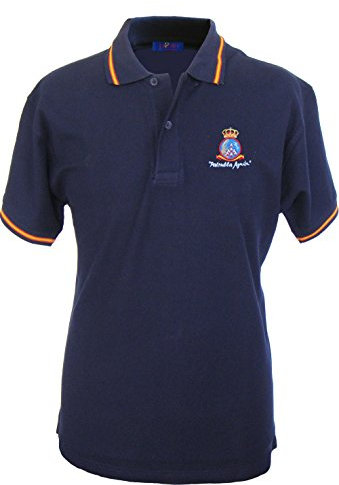 Pi2010 – Polo Patrulla Águila para Hombre, Color Marino, Bandera España en Cuello y Mangas, 100% algodón Talla L