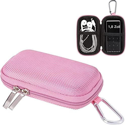 Custodia per Mp3; APGTEK Protezione per Lettore mp3 da 1,8 Pollici con Moschettone di Metallo Rosa