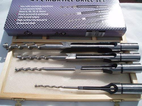 Toolzone 4pc Mortice Drill Set 6,10,13 & 16mm In Wood Box