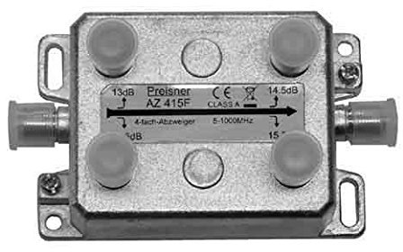 Preisner az415 F 4 x F Silver Cable Interface/Gender Adapter – Kabel Schnittstelle/Gender Adapter (F, 4 x F, Silver, Metall, 95 mm, 55 mm)