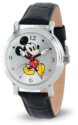 Disney Damen Analog Quarz Uhr mit Kunstleder Armband W001872, Schwarz, Mickey Quarzuhr