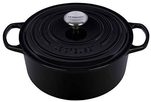 Le Creuset LS2501-2631SS Signature Enameled Cast-Iron Round French (Dutch) Oven, 5-1/2-Quart, Black