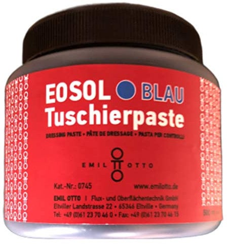 EOSOL - Tuschierpaste BLAU, Inhalt: 500 ml -Hochwirksames pastöses Kontrastmittel, Anwendungsverfahren: Zur Kontrolle bearbeiteter metallischer Oberflächen