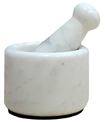 KLEO Petit mortier et pilon en pierre naturelle de 7,6 cm comme épices, broyeur à médicaments – Kharad, Khallad, Okhli et Musal (blanc)…
