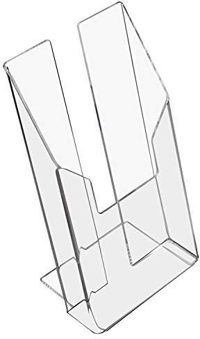 HMF 46960 Acryl Prospekthalter | DIN A6 Hochformat | 11 x 19,5 x 9 cm | Glasklar