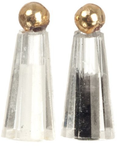 Melody Jane Dolls House Cruet Set Salt & Pepper Shakers Gold Dining Accessory