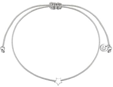 Glanzstücke München Damen Armband 925/- Sterling Silber | rhodiniert, Textilarmband, Stern, Zugverschluss, Textilarmbandfarbe grau
