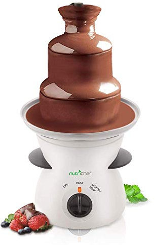 NutriChef 3 Tier Chocolate Fondue Fountain - Electric Stainless Choco Melts Dipping Warmer Machine - Melting, Warming, Keep Warm - for Melted Chocolate, Candy, Butter, Cheese, Caramel, White, One Size